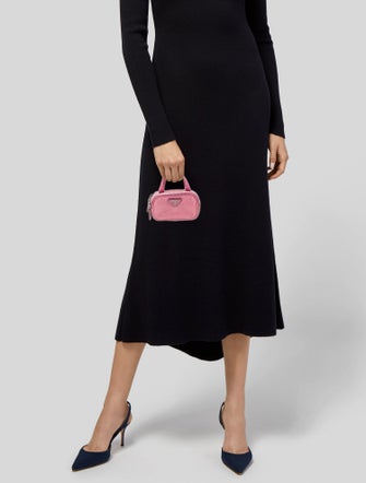 Prada Enameled Metal Triangle Top Handle Bag