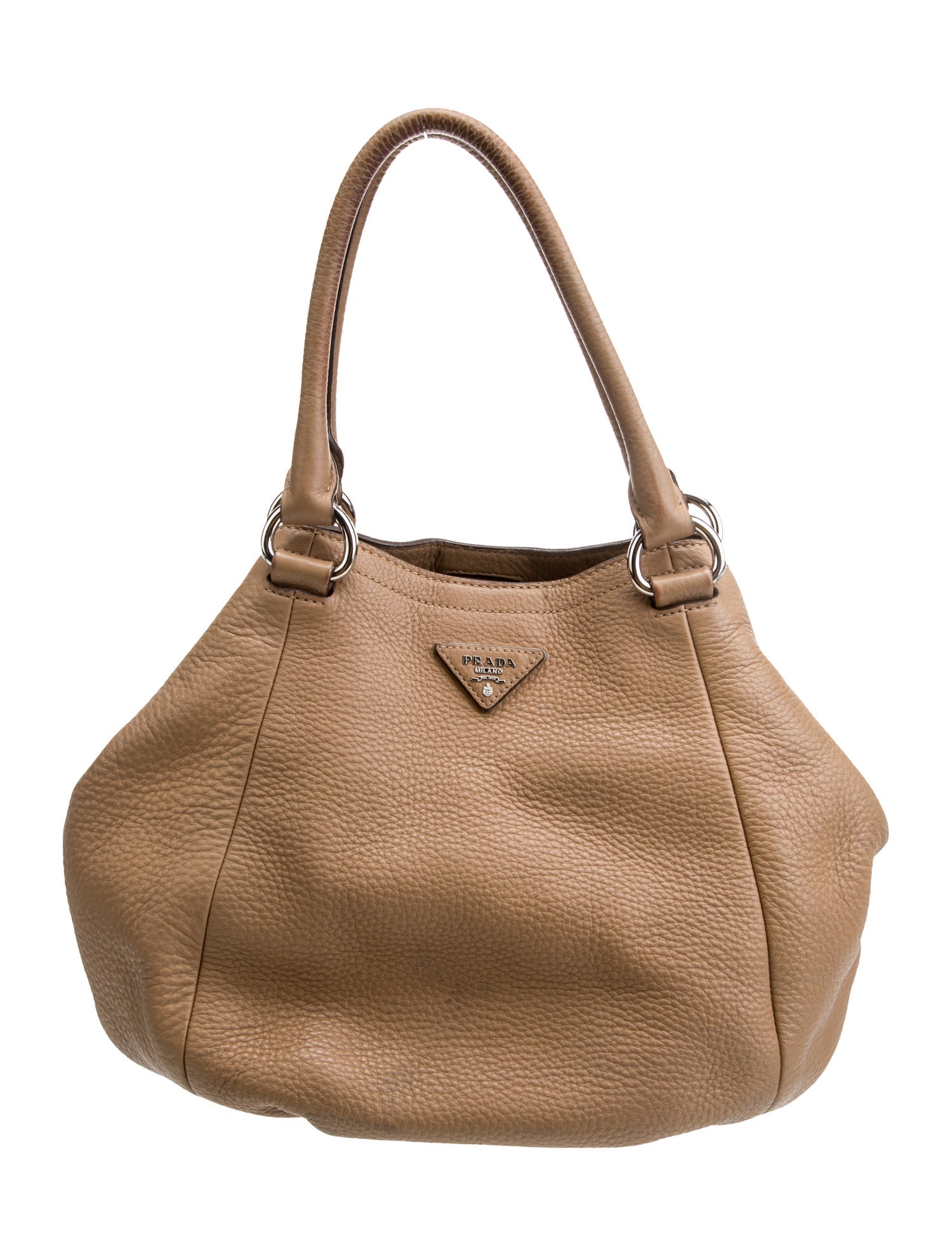 Prada Enameled Metal Triangle Top Handle Bag