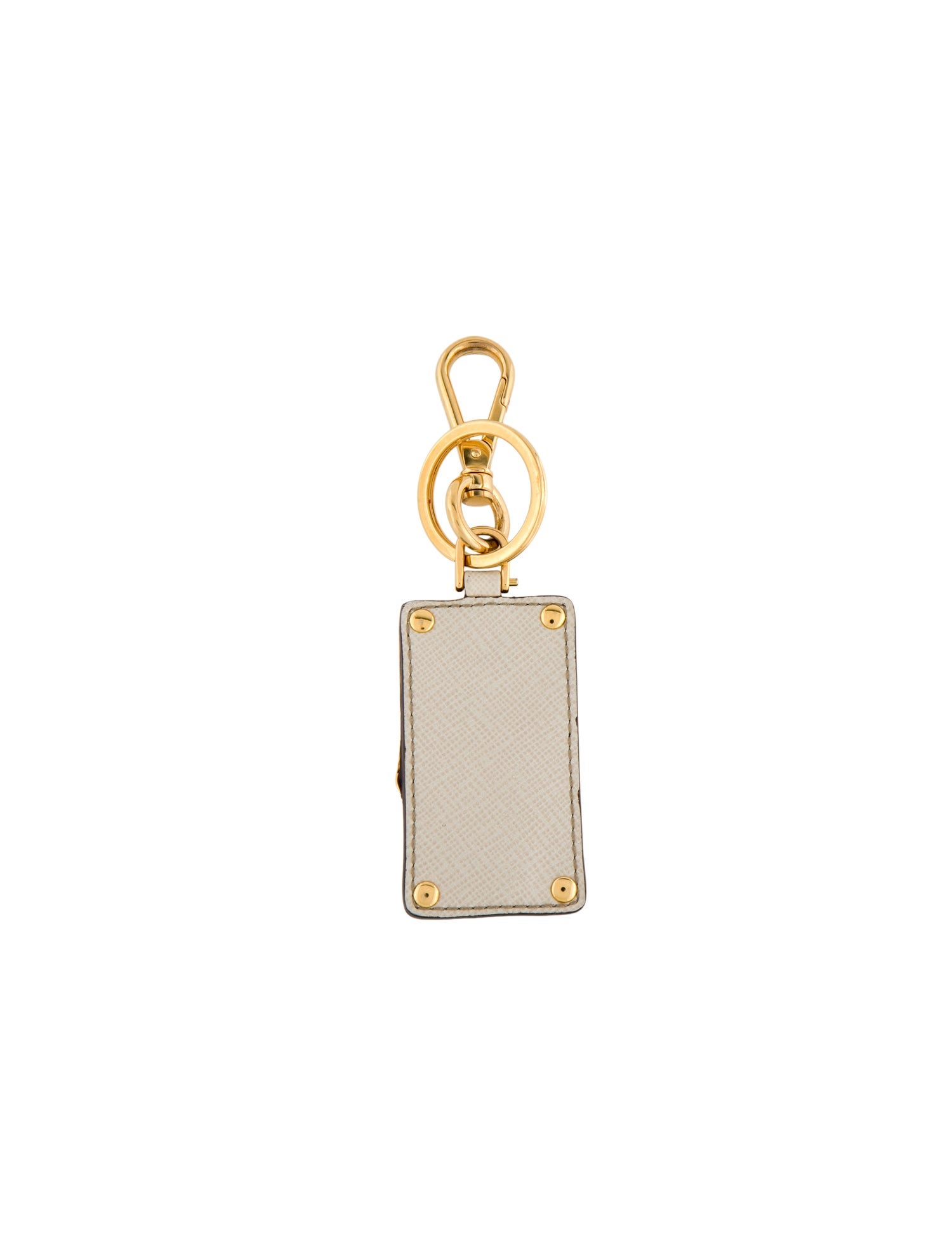 Prada Leather neutral and gold keychain