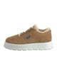 Prada Enameled Metal Triangle Suede Sneakers
