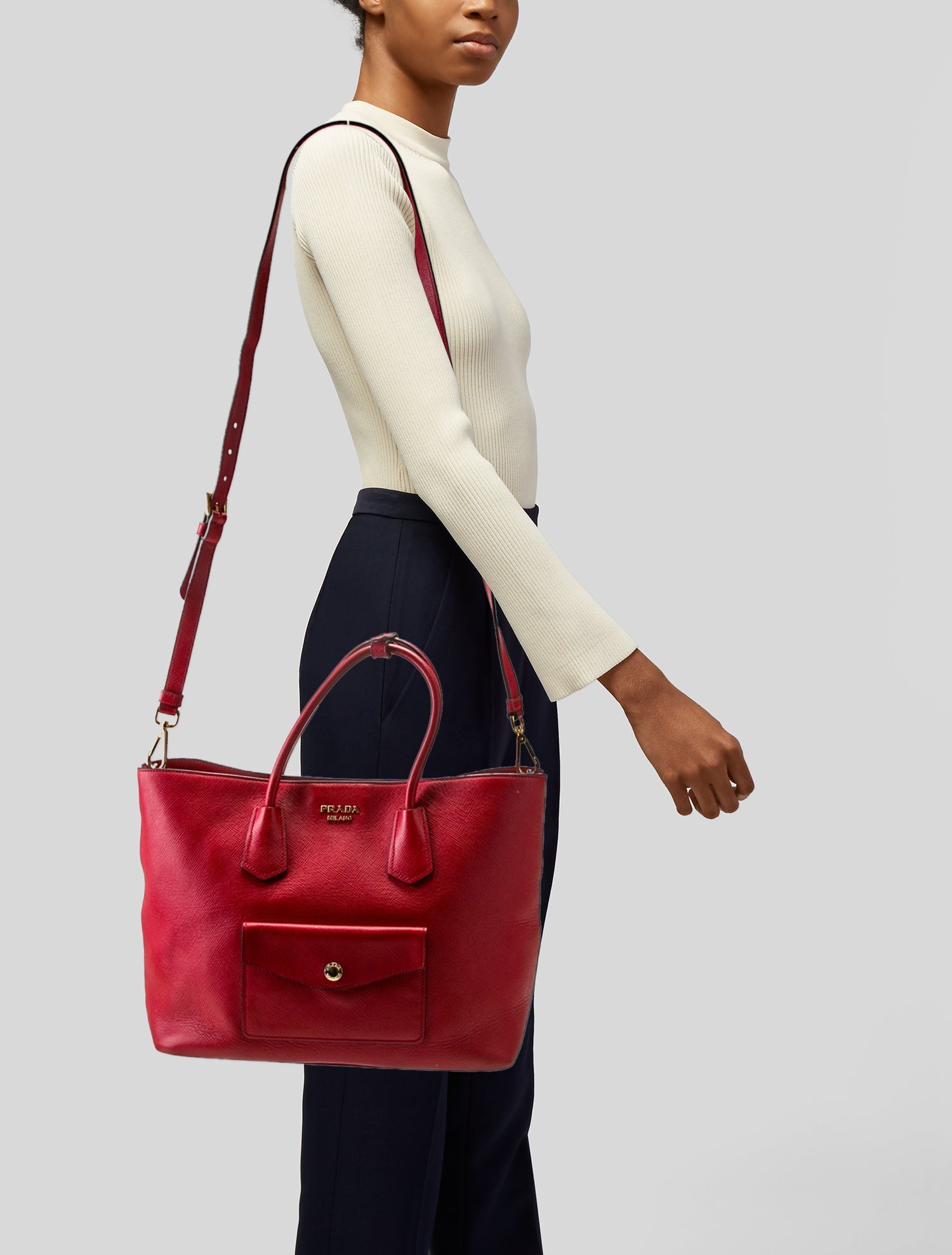 Prada Saffiano Leather Saffiano Tote Bag Large