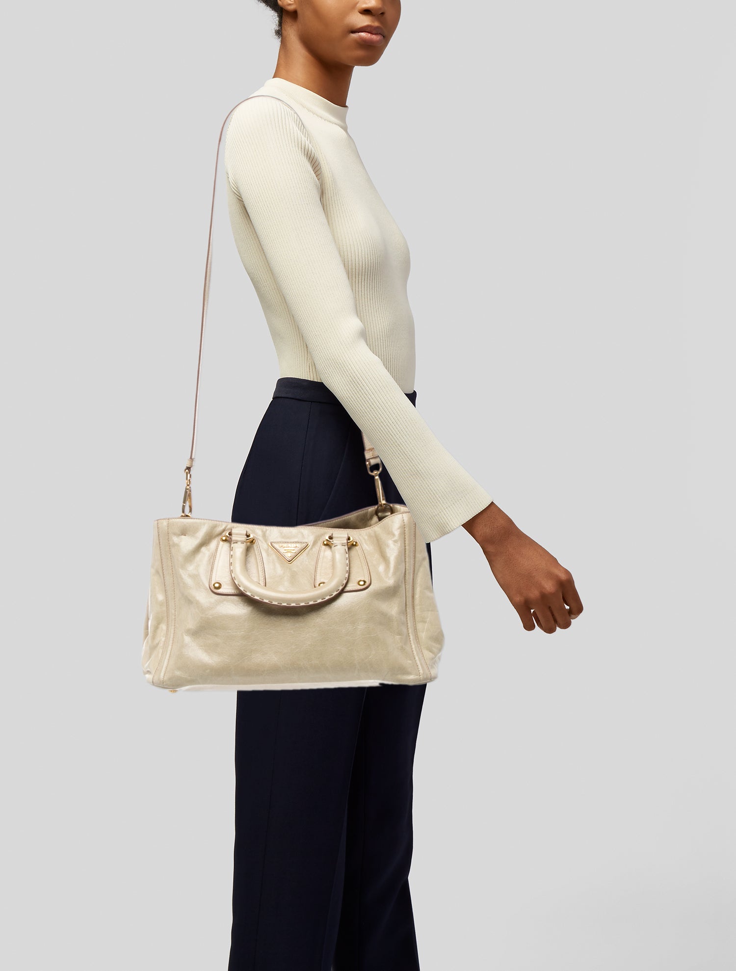 Prada Vitello Shine Leather Shoulder Bag