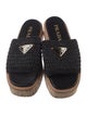 Prada Enameled Metal Triangle Straw Slides