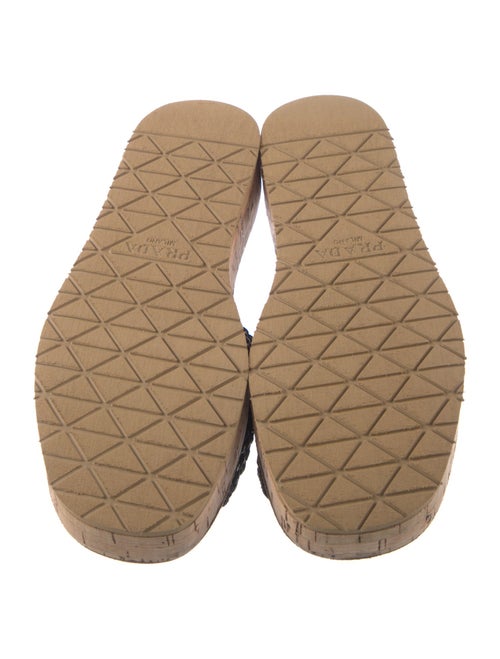 Prada Enameled Metal Triangle Straw Slides