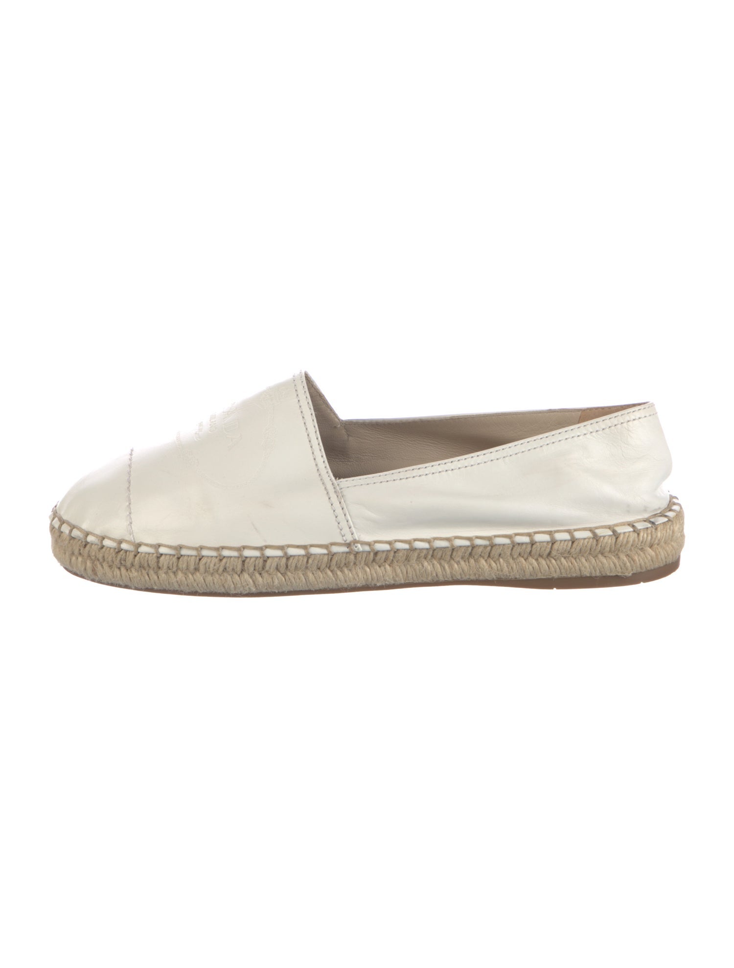 Prada Leather Whipstitch Trim Espadrilles