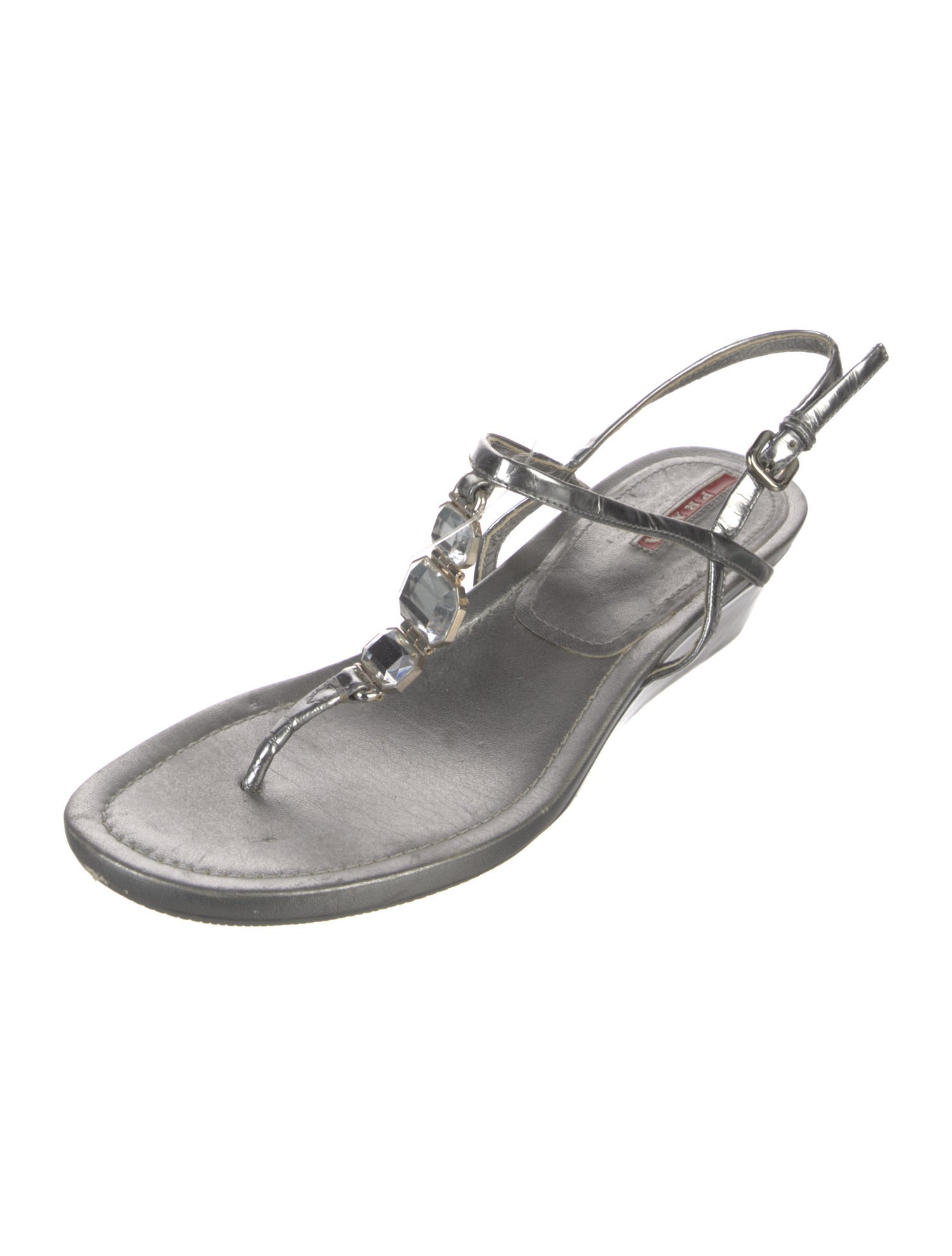 Prada Leather T-Strap Sandals