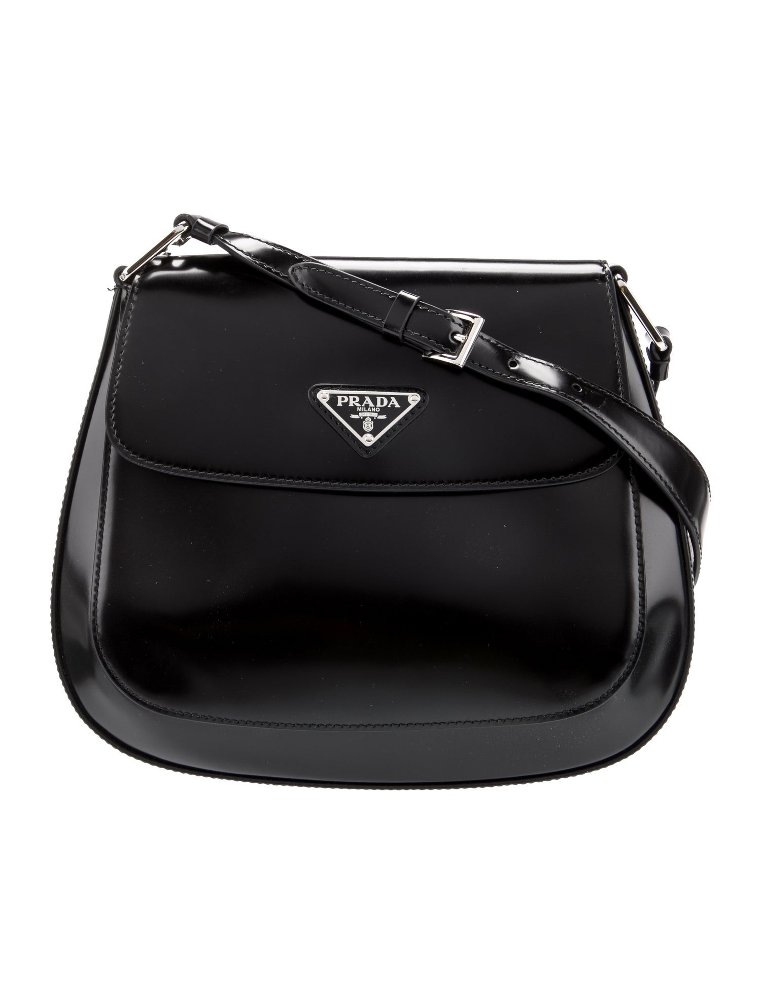 Prada Enameled Metal Triangle Cleo