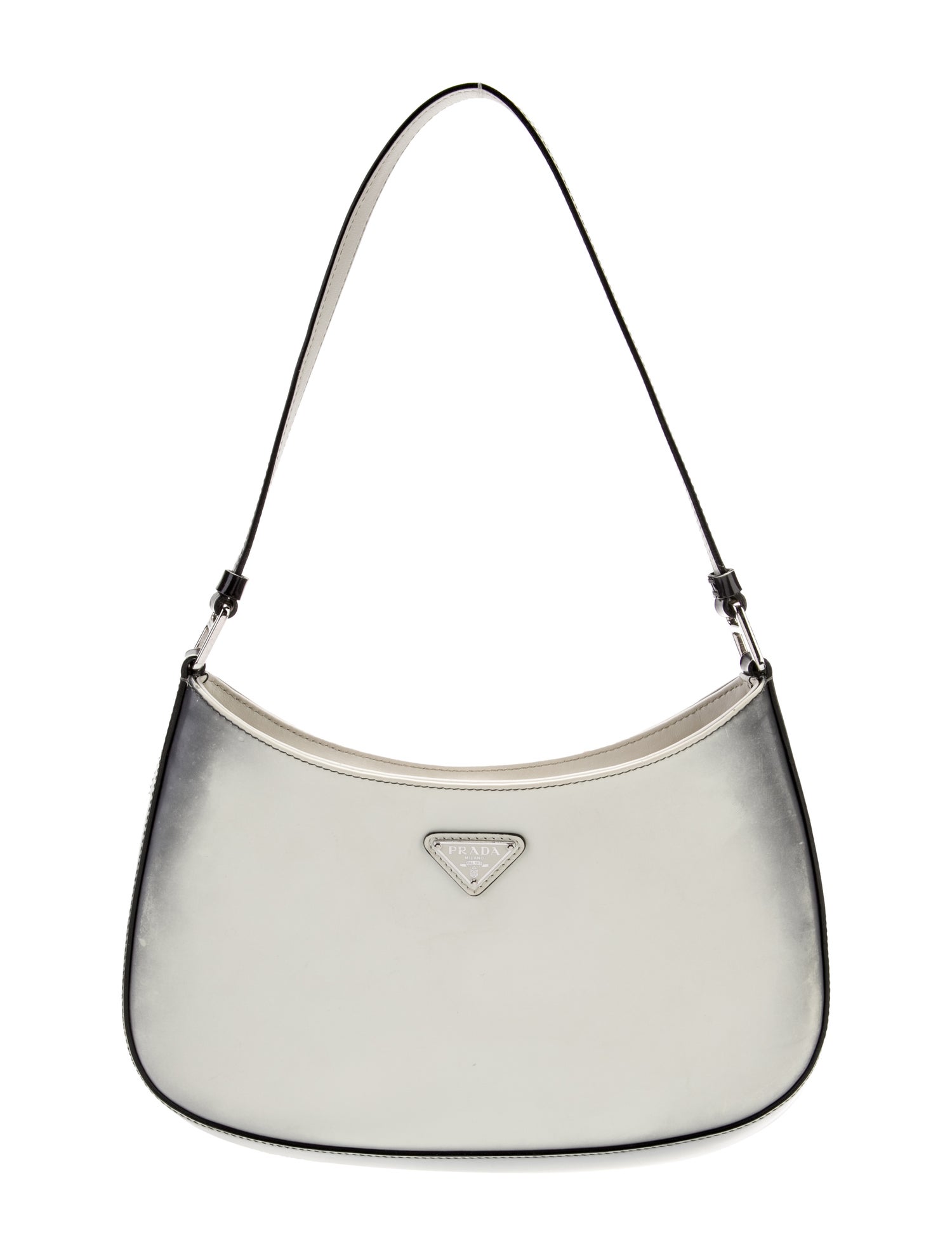 Prada Enameled Metal Triangle Airbrushed Cleo Small