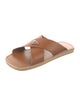 Prada Enameled Metal Triangle Leather Slides