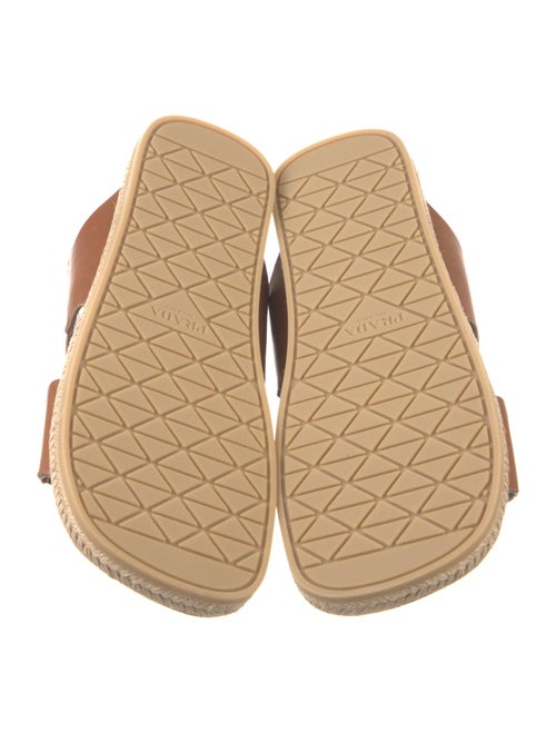 Prada Enameled Metal Triangle Leather Slides