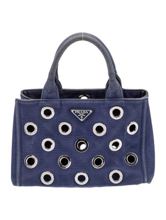 Prada Enameled Metal Triangle Grommet Canapa Small