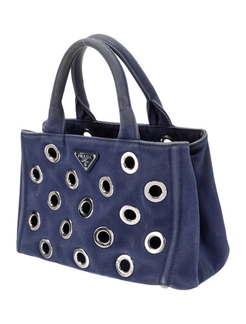 Prada Enameled Metal Triangle Grommet Canapa Small