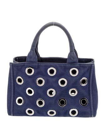 Prada Enameled Metal Triangle Grommet Canapa Small