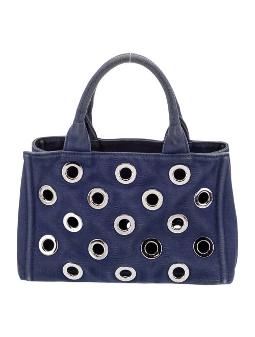 Prada Enameled Metal Triangle Grommet Canapa Small