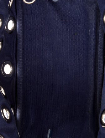 Prada Enameled Metal Triangle Grommet Canapa Small