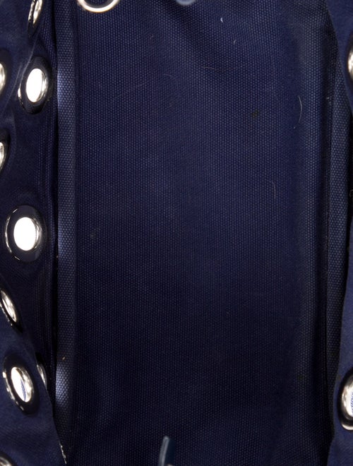 Prada Enameled Metal Triangle Grommet Canapa Small