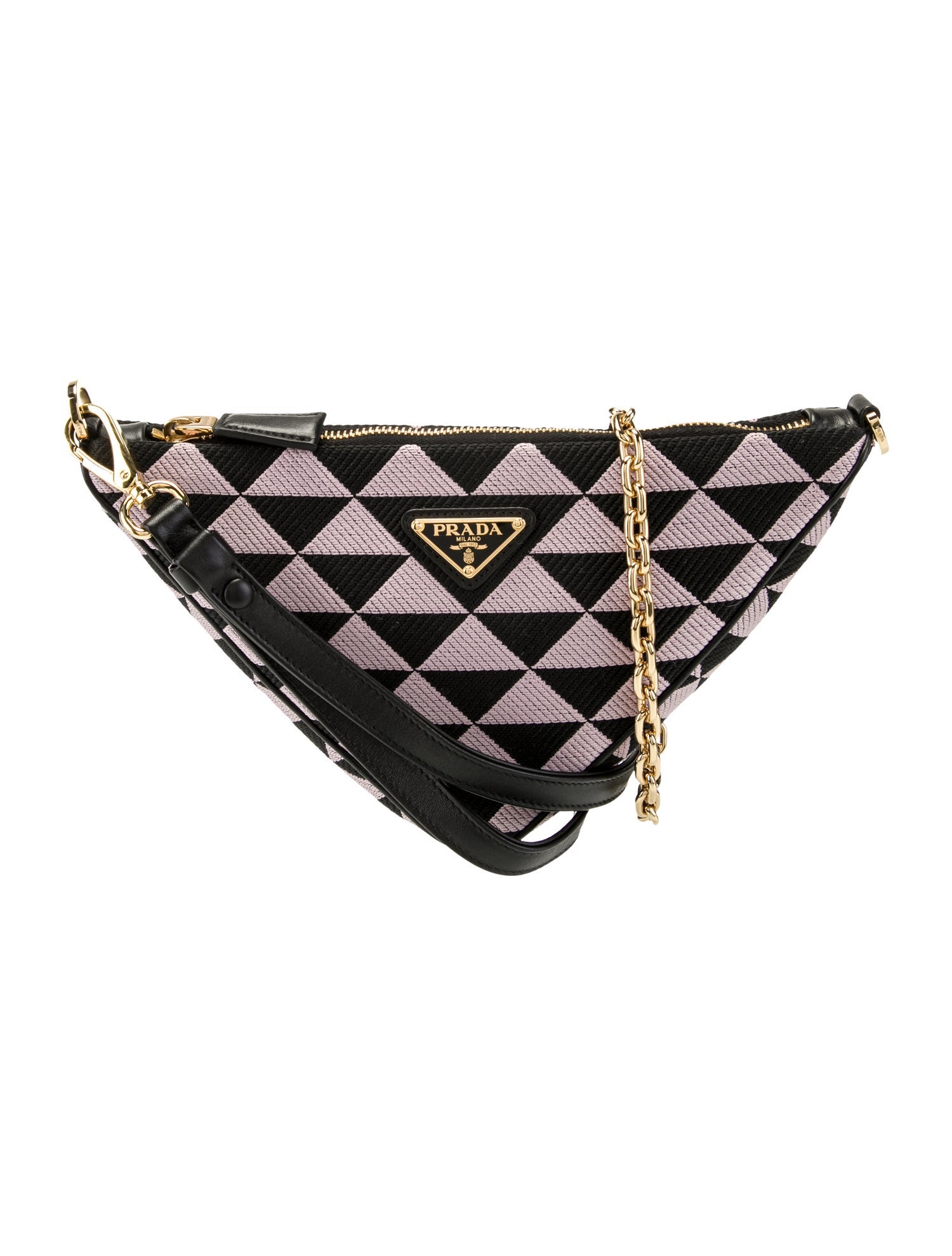 Prada Enameled Metal Triangle Triangle