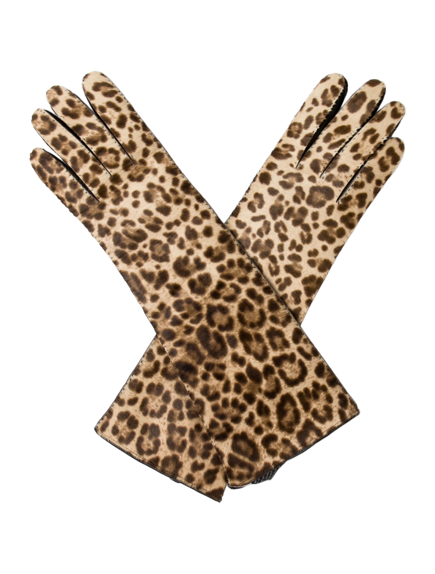 Prada Calf Hair Leather-Trimmed Gloves