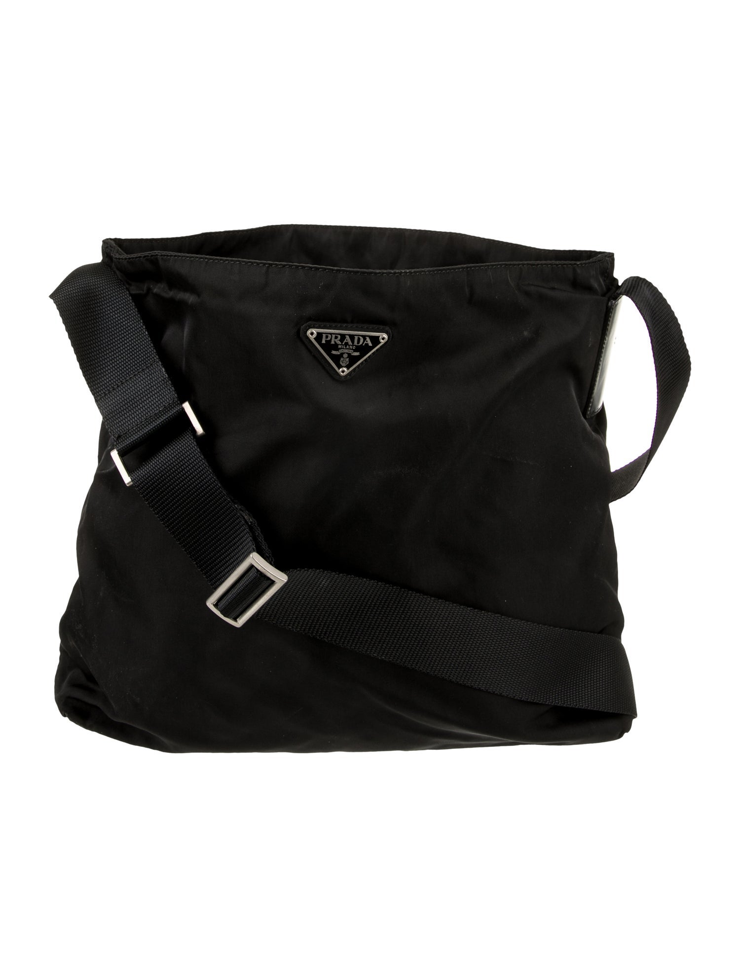 Prada Enameled Metal Triangle Messenger Bag