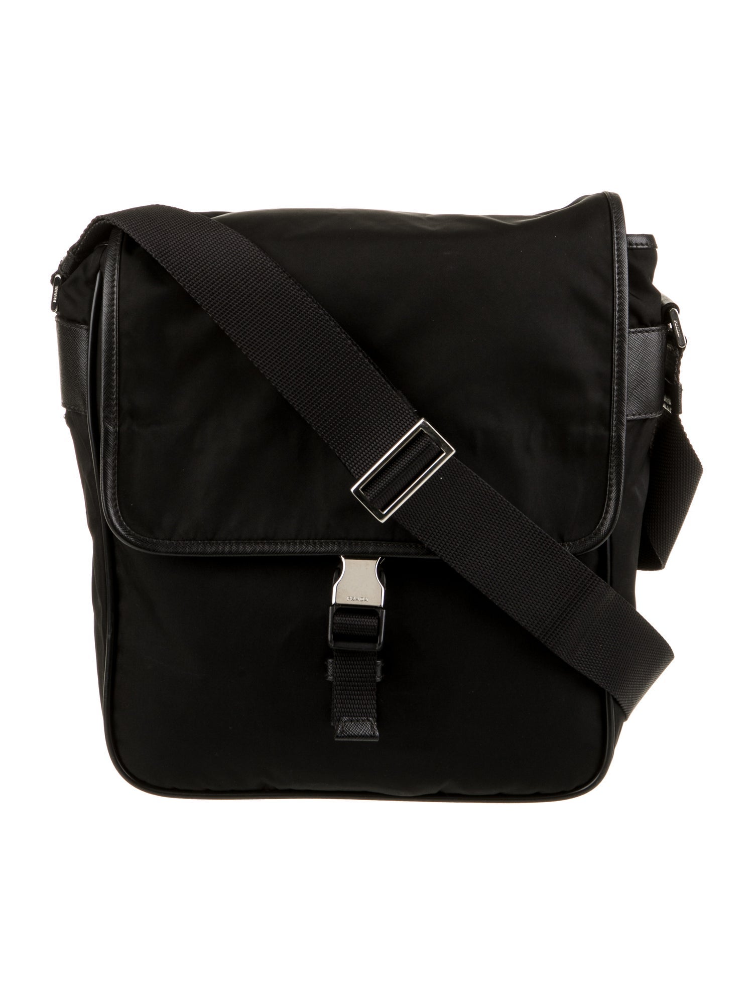 Prada Enameled Metal Triangle Messenger Bag