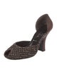 Prada Tweed Pattern Leather Trim Embellishment D'Orsay Pumps