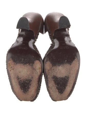 Prada Tweed Pattern Leather Trim Embellishment D'Orsay Pumps