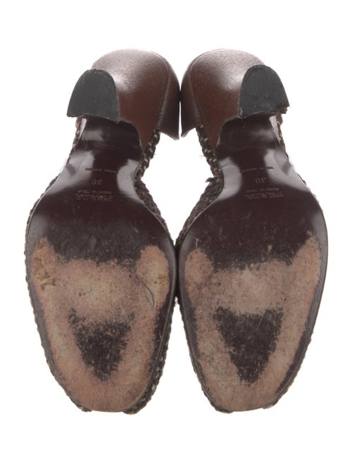 Prada Tweed Pattern Leather Trim Embellishment D'Orsay Pumps