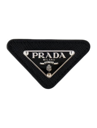 Prada Leather & Enameled Triangle Pin