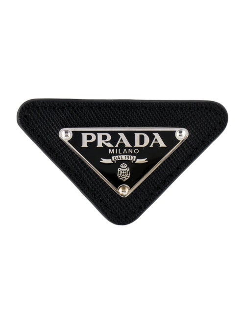 Prada Leather & Enameled Triangle Pin