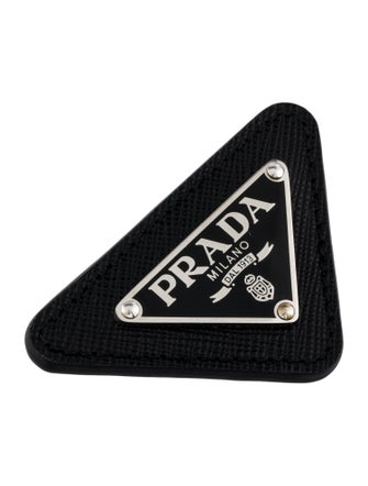 Prada Leather & Enameled Triangle Pin