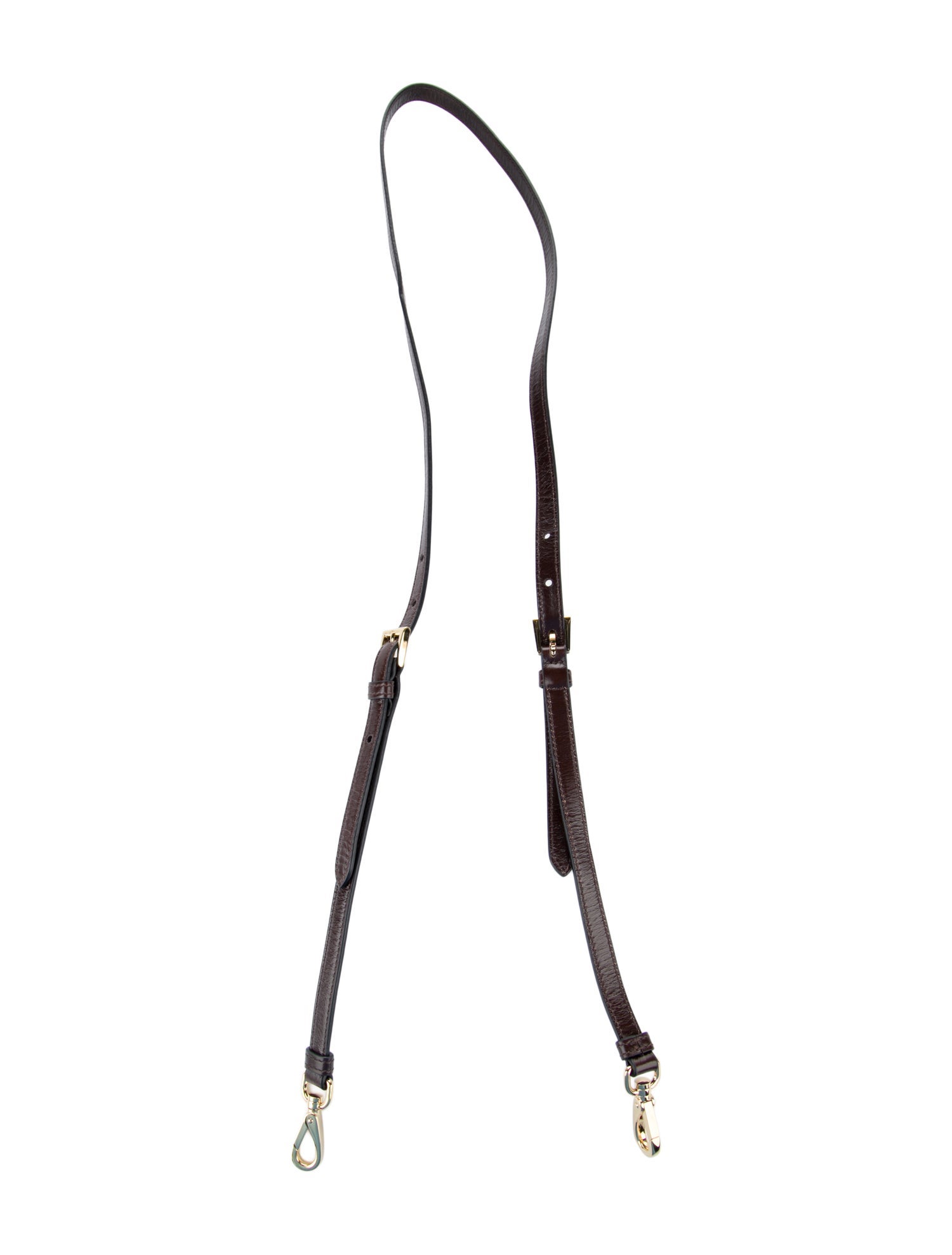 Prada Brown Embossed Leather Bag Strap w/ Lobster Gold Tone Metal Claw At Closure