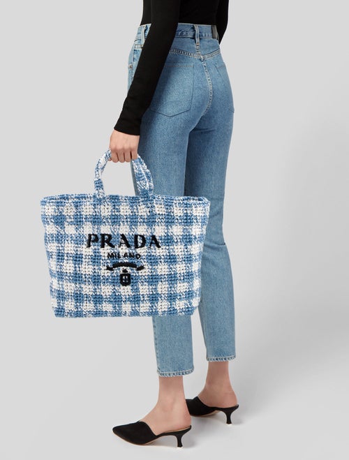 Prada Enameled Metal Triangle Shopping Large