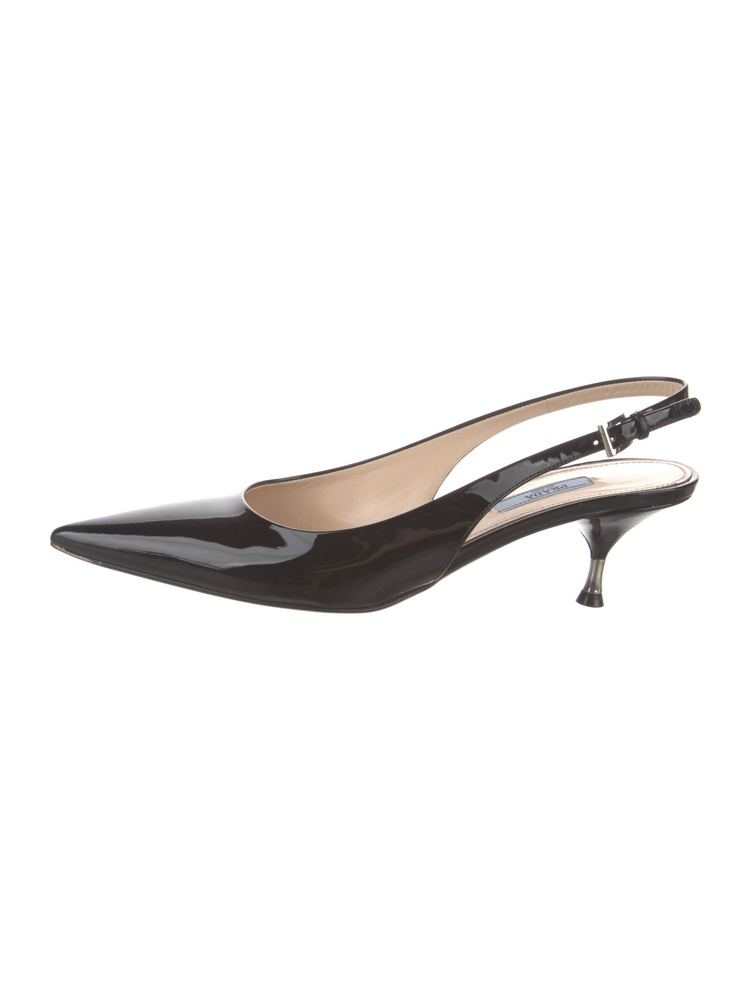 Prada Patent Leather Cutout Accent Slingback Pumps