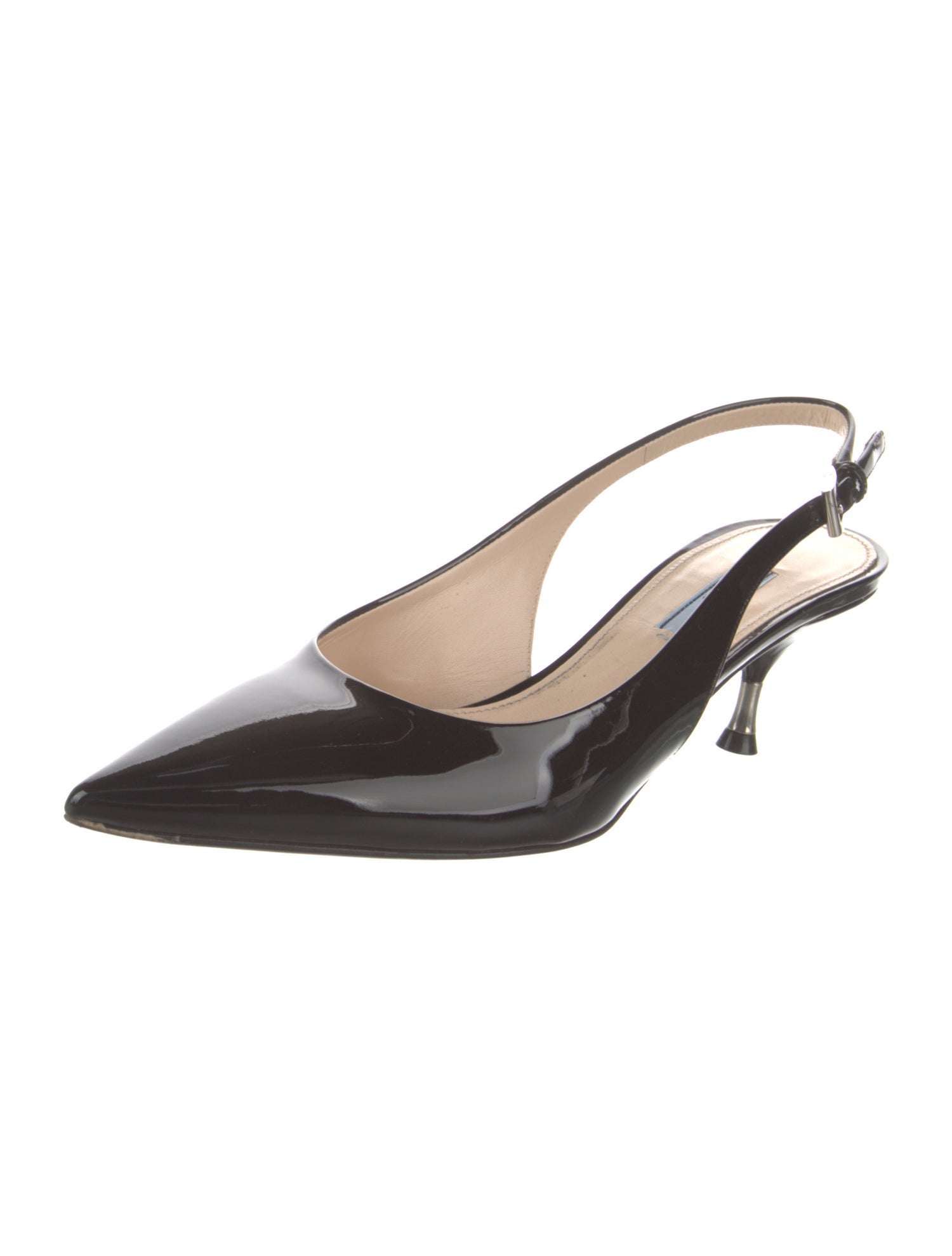 Prada Patent Leather Cutout Accent Slingback Pumps