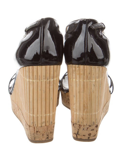 Prada Patent Leather Cutout Accent Slingback Sandals