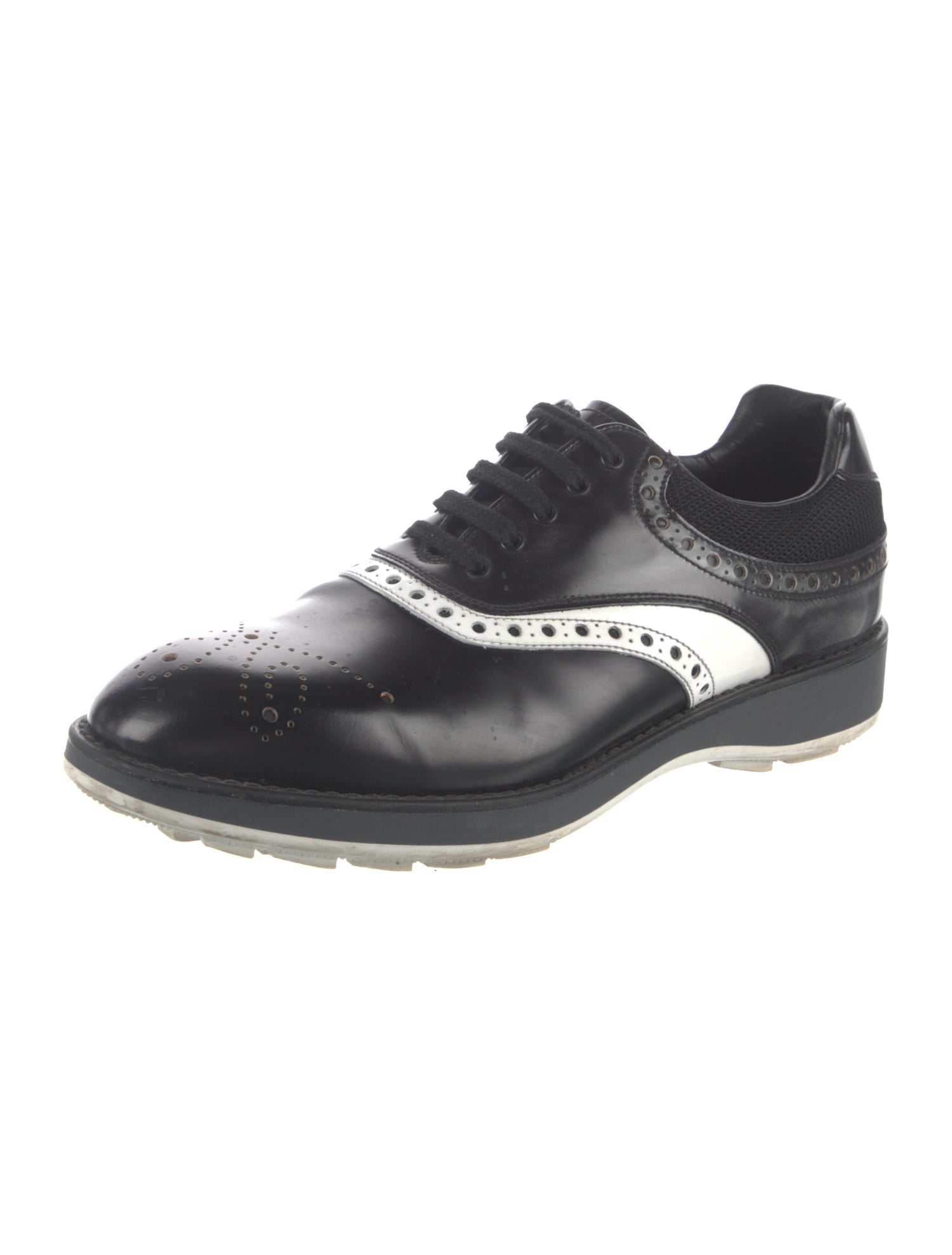 Prada Leather Colorblock Pattern Brogues