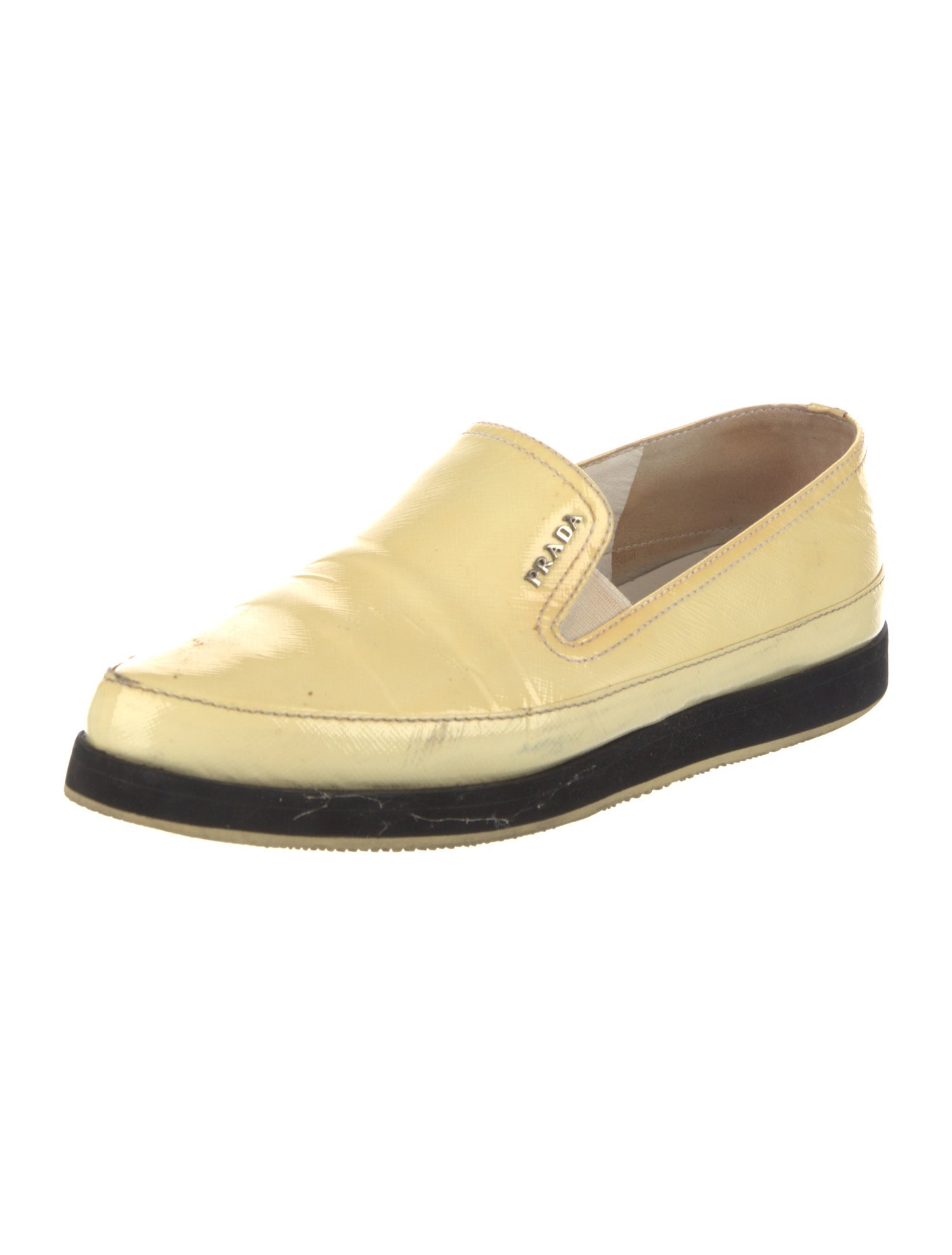 Prada Patent Leather Colorblock Pattern Loafers