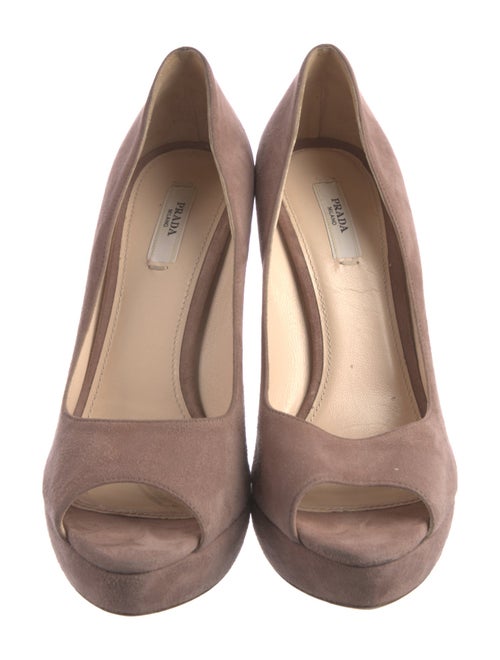 Prada Suede Cutout Accent Pumps