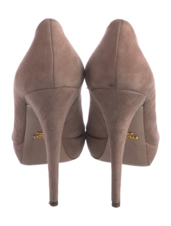 Prada Suede Cutout Accent Pumps