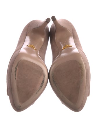 Prada Suede Cutout Accent Pumps