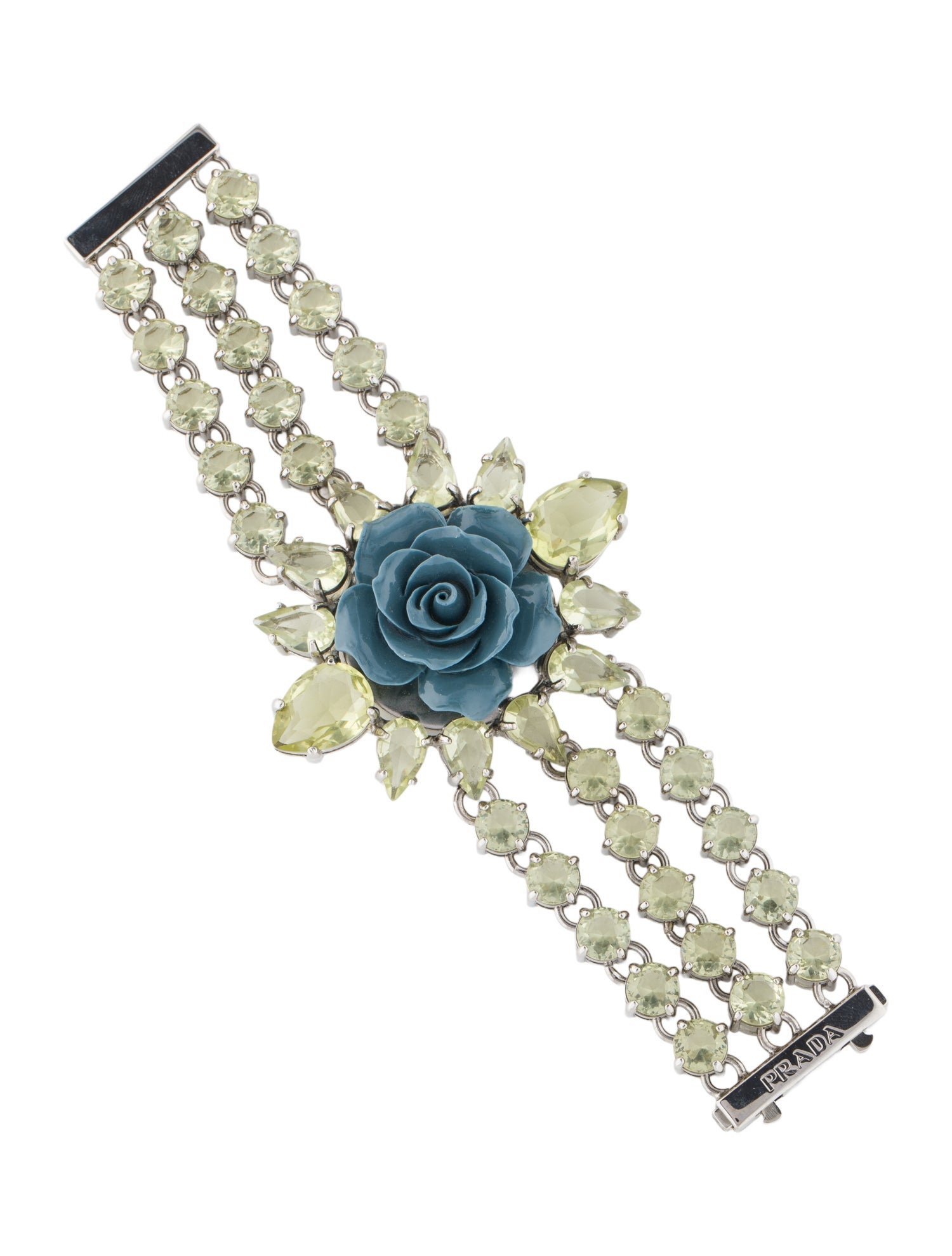 Prada Crystal & Enamel Flower Bracelet