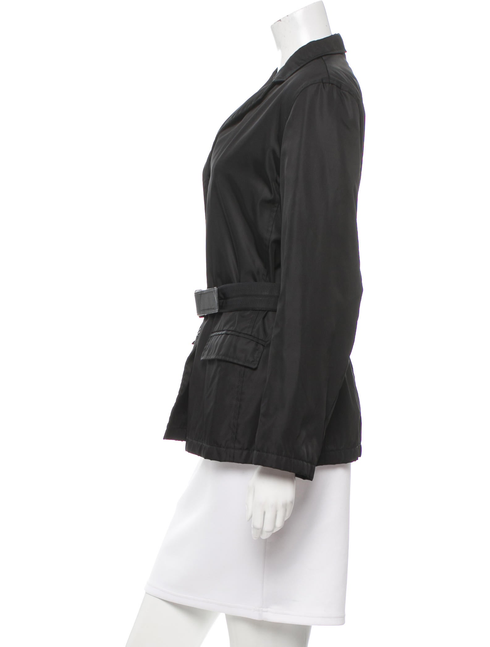 prada belted nylon coat