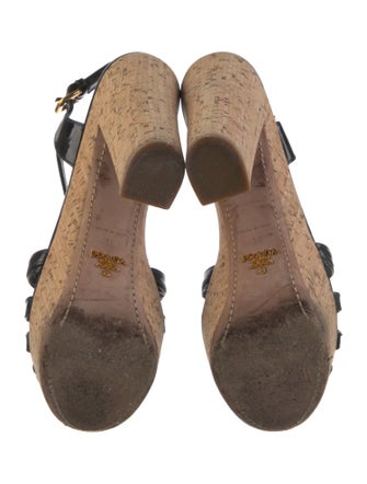 Prada Patent Leather Colorblock Pattern Slingback Sandals