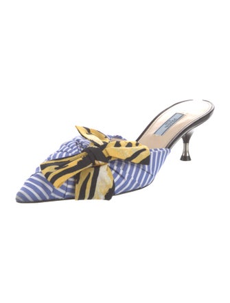 Prada Printed Bow Accents Mules