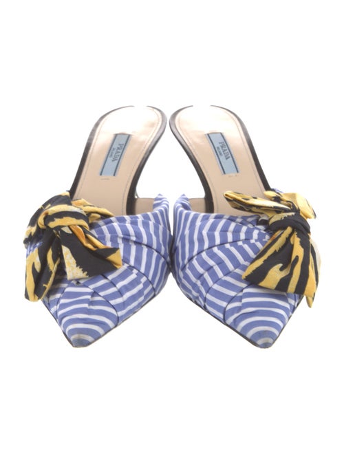 Prada Printed Bow Accents Mules