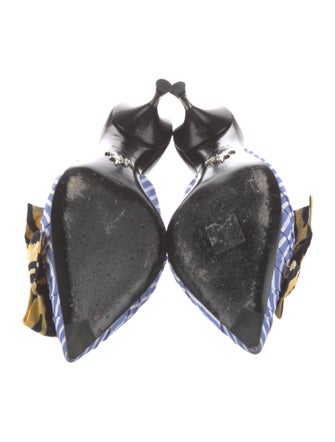 Prada Printed Bow Accents Mules