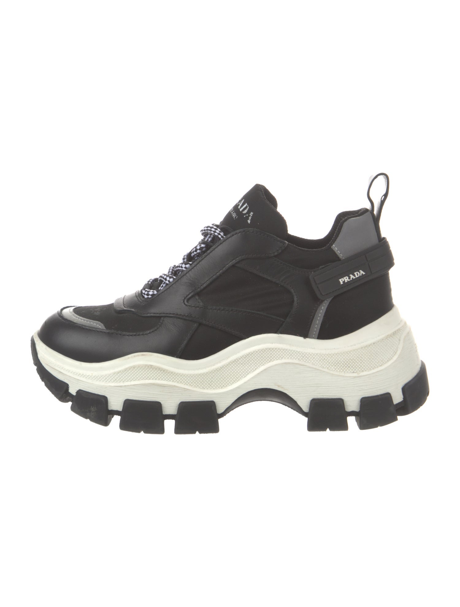 Prada Leather Embroidered Accent Chunky Sneakers