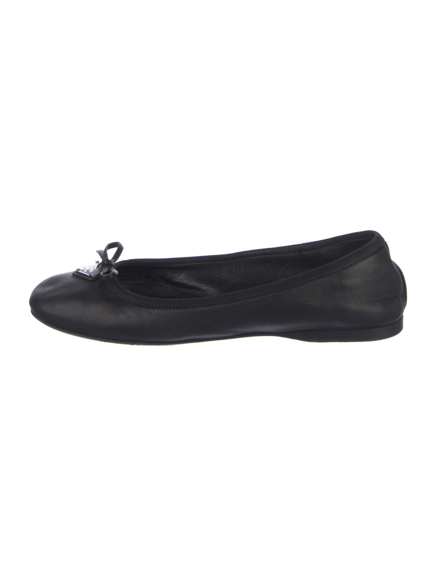 Prada Leather Bow Accents Ballet Flats