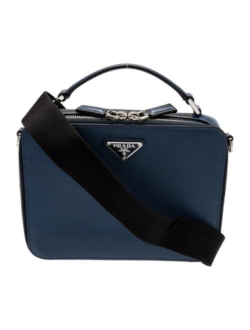 Prada Enameled Metal Triangle Saffiano Brique Travel