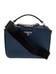 Prada Enameled Metal Triangle Saffiano Brique Travel